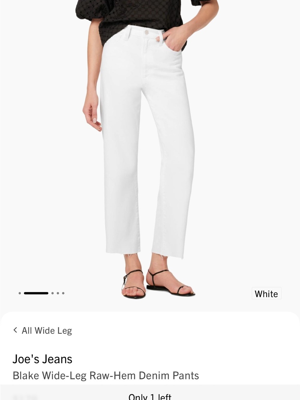 Joe's Jeans Blake White Wide-Leg Raw-Hem Denim (31) NWT